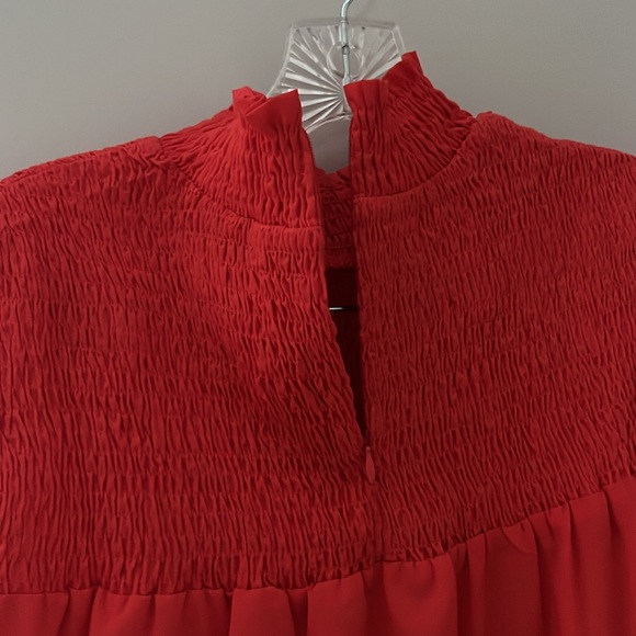 French Connection Red Ruffled Sleeveless Blouse - Picture 7 of 8